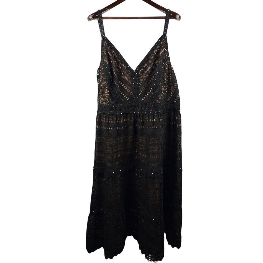 Women’s City Chic XXL Black Lace Sleeveless Maxi Dress w/ Gold Hardware - Picture 2 of 5